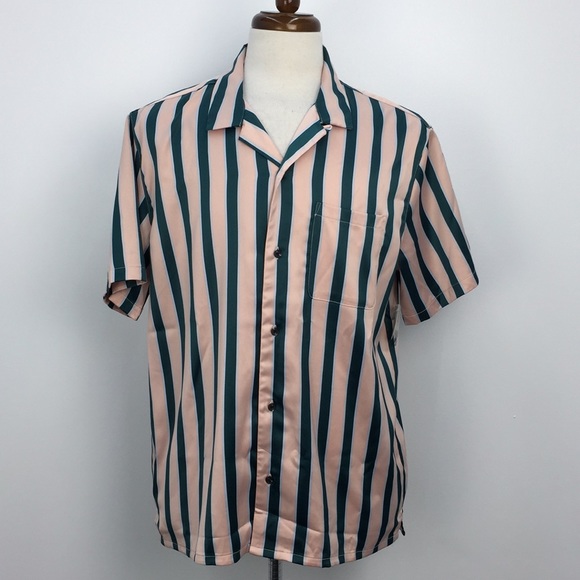 NWT Urban Outfitters Pink Green Striped Shirt